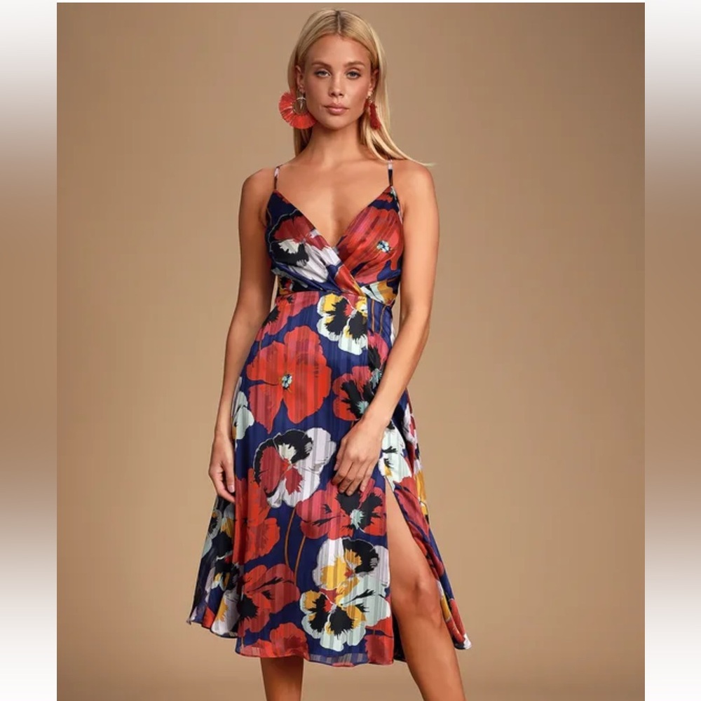 All About Love Royal Blue Floral Print Midi Dress
